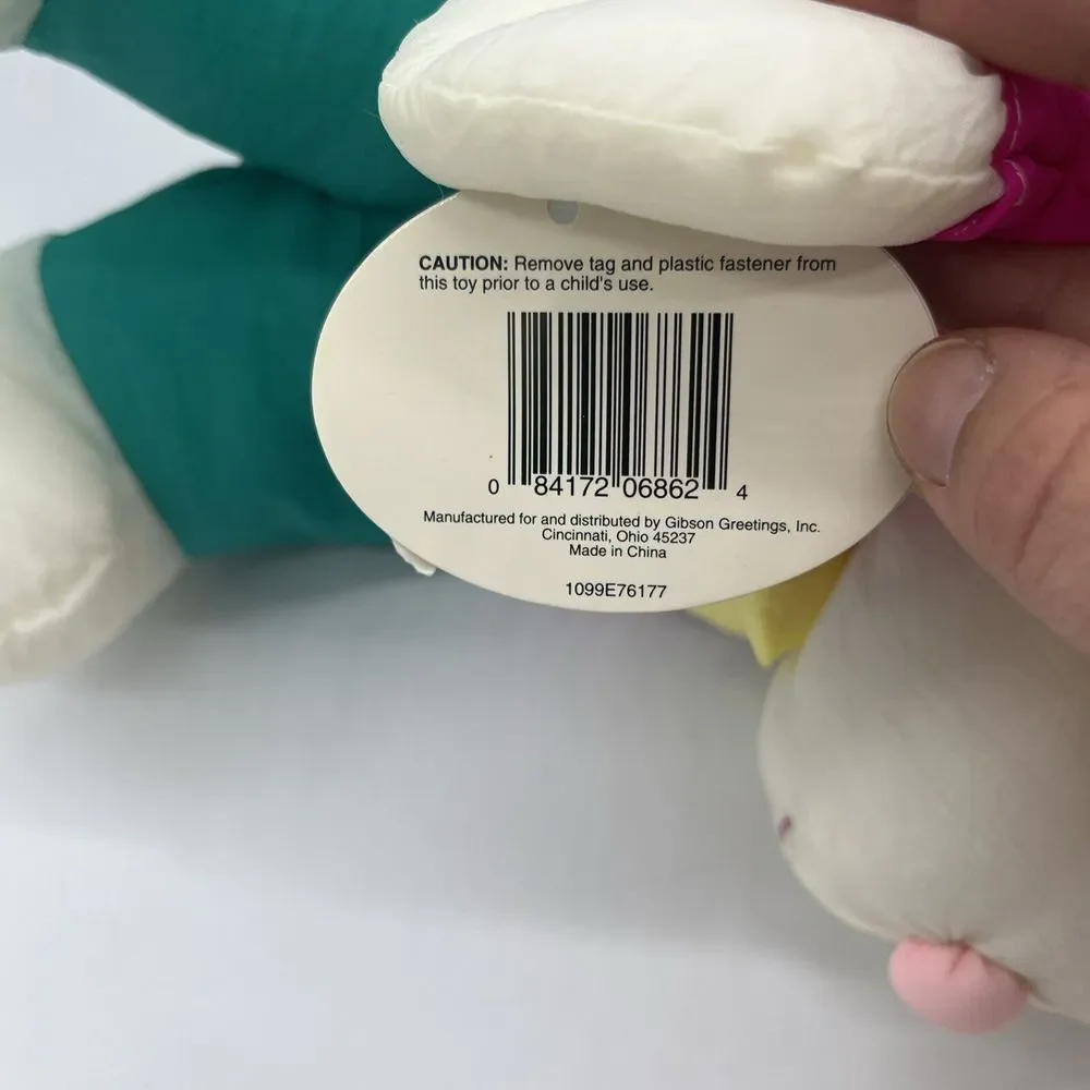 Vtg Gibson Greetings Bunny Rabbit Plush Nylon Parachute Material Stuffed W/ Tags